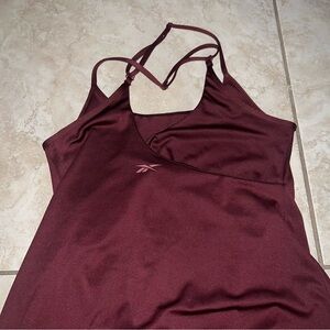 Criss cross workout dress with built in body suit and hidden pocket